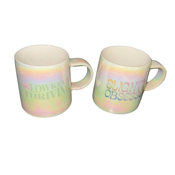 Room Essentials Stoneware Mugs 12 Oz Slightly Obsessed & Lowkey Thriving Iridesc - Picture 1 of 7